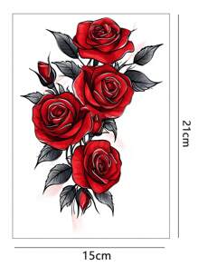 5 pezzi di grandi tatuaggi temporanei a mezza manica con rose rosse e nere, farfalle, ottimi per viaggi, fitness, uso quotidiano, strada, feste, trucco pazzo, adatti per corpo, gamba, braccio, addome, spalla e altre parti del corpo, tatuaggi finti monouso