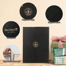 Libro de visitas de graduación 2025 - Decoraciones elegantes para la fiesta de graduación con diseño dorado y negro, ¡Felicitaciones por tu graduación! Tema celestial, regalo perfecto para ella, hijo, hija o graduados, decoraciones para la fiesta de graduación de vuelta al colegio