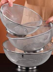 Panier d'égouttage en acier inoxydable, 1 pièce, ensemble de passoire en acier inoxydable doré et argenté, égouttoir à mailles fines, bassin de drainage multifonction, égouttoir à tamis, égouttoir à mailles, égouttoir de cuisine multifonction pour fruits, évier et riz - Panier d'égouttage à mailles fines pour un égouttage efficace - Antirouille et durable