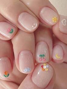 1片5D立体浮雕果冻花卉美甲贴纸 - 星星和花朵自粘贴纸，色彩鲜艳，适合女性和女孩，花卉美甲贴纸 - 彩色 - 查看 7