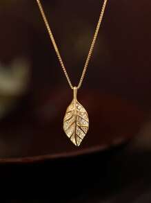 1 pieza Collar con colgante de hoja de plata de ley 925, collar de cadena delicado con diseño único estilo Mori minimalista, regalo para mujeres