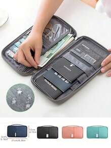 1 pieza Bolsa para pasaporte, titular de pasaporte y tarjeta, funda protectora impermeable, bolsa de almacenamiento de viaje, bolsa multiusos para documentos en el extranjero