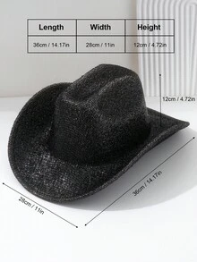 1pc Unisex Metallic Shiny Solid Color Cowboy Hat, Creative & Unique Punk Style Wide Brim Hat, Suitable For Bridesmaids, Brides, Gifts, Parties, Western Themed Events, Gatherings, Engagement Parties, Cosplay, Graduation, Masquerade Balls, Festivals, Weddings, Birthdays, Coming Of Age Ceremonies - Solid Color - View 2