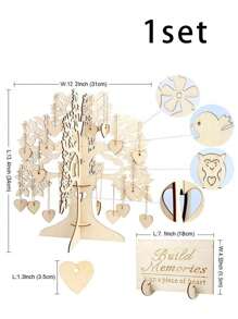 1pc Wooden Wedding Guest Book Alternative, Carved Sign Plate For Guest Book, Signatures, Includes 100pcs Wooden Heart Shapes, Wooden Frame With Stand, Ideal For Wedding Gift, Wedding Decor, Anniversary, Birthday Party, Graduation Ceremony, Bridal Shower Summer Gifts Beach Back To School School Supplies Room Decor