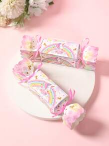 6pcs Unicorn Theme Gift Bags Candy Boxes With Ribbon, Rainbow Unicorn Style Gender Reveal Gift Wrapping Box For Birthday BabyShower Family Holiday Party Decoration Gift Wrapping Supplies,Birthday Party Favor,Candy Cookie Bags