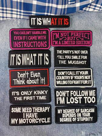 1 套 3/5/6/11 件时尚英文字母刺绣补丁涤纶徽章矩形装饰配件布贴 DIY 服装熨烫补丁缝制适用于背包、牛仔裤、夹克、T 恤、帽子、连衣裙等