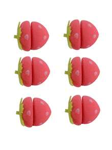 6个草莓造型免加热卷发器，柔软钟形卷发海绵卷发器，睡眠不伤发，草莓造型魔法卷发器，草莓造型卷发器，草莓造型工具，草莓隔夜卷发，长短发免加热卷发器，返校季，旅行度假必备，女士适用，卷发器，卷发棒，免加热卷发，免加热卷发，卷发器，卷发棒，卷发器，卷发工具，卷发棒，卷发器，卷发扩散器，理发配件，理发店，美发设备