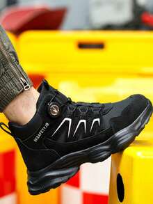 男士安全工作靴，大码高帮户外工业鞋，合成革鞋面搭配EVA鞋底，适用于建筑、采矿、徒步、狩猎等多种场合，春、秋、冬四季皆宜。 - 黑與白 - 查看 3