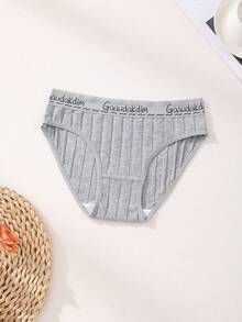 7条装女士性感低腰无缝三角内裤罗纹棉质三角裤头字母带舒适透气运动内裤 - 彩色 - 查看 6