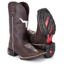 Men's Country Cowboy Boot With Square Toe And Hollow Out Bull