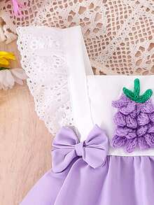 Baby Girls' Cute Ruffled Bodysuit, Lightweight Summer - Purple - View 3