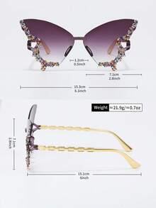 1pc Oversized Butterfly Shaped Fashion Decorative Glasses For Teens - Multicolor - View 3