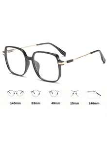 1 款新款方形时尚眼镜，经典现代简约风格时尚眼镜，不变色眼镜，适合夏季海滩度假、户外、旅行 - 黑色 - 查看 8