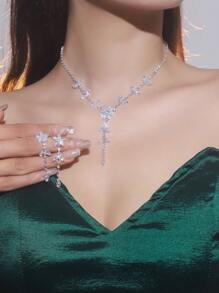 1 Set Mode & Glänzend & Luxus Party Strass Halskette und Ohrring - Geeignet für den täglichen Gebrauch von Frauen, Hochzeit, Party usw.