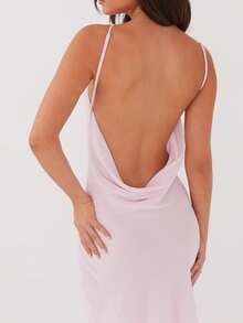 Women's Summer Dresses Halter Neck Sleeveless Backless Flowy A Line Boho Maxi Dress - Pink - View 6