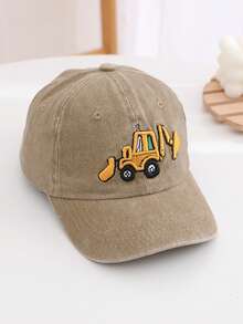 1 pieza Gorra de béisbol casual de protección solar con bordado de coche y excavadora para niños, gorra deportiva para exteriores y viajes, primavera/verano - auto - Ver 10