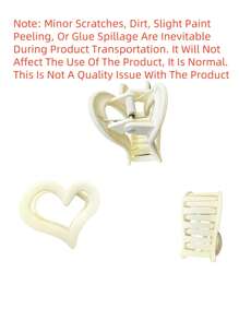 1Pc Color Random Women's Medium Black, White, Brown, Khaki 2.56 In Heart-Shaped Plastic Hair Clips, Fashion, Elegant, Simple, Solid Color, Suitable For Daily, Outdoor, Casual, Party, Commuting, Vacation, Washing Face, Makeup, Matching Clothes, Hair Accessories Valentine's Day Valentines Bathroom Decor Summer Back To School