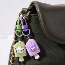 Sanrio 5 Pieces Sanrio Cream Keychain Pendants - New Black Beauty, Melody Cinnamon Dog HelloKT Keychain, Cartoon Character Pendant, Multi-Color Design, Plastic Structure And Easy-To-Install Keychain, Very Suitable For DIY Gifts