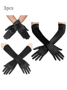 D EXCEED 1/2/3 件 1920 年代短缎歌剧手套头饰 女士婚礼新娘手套茶会手套服装轻佻女郎配饰教师礼物万圣节礼物 - 多色 - 查看 34