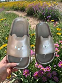 Pantuflas de interior para mujer de verano, con diseño de gato de dibujos animados, casuales y suaves, de material EVA para uso en el baño con antideslizante, antiolor, ligero y versátil, también disponible en estilo para hombres