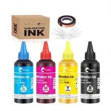 Hiipoo Sublimation Ink Work With ET2400 ET2720 ET2750 ET2760 ET-2800 ET-2803 ET-2850 ET4800 XP4100 XP4105 Inkjet Printers, With Heat Tape, Heat Press Transfer On Mugs T-Shirts