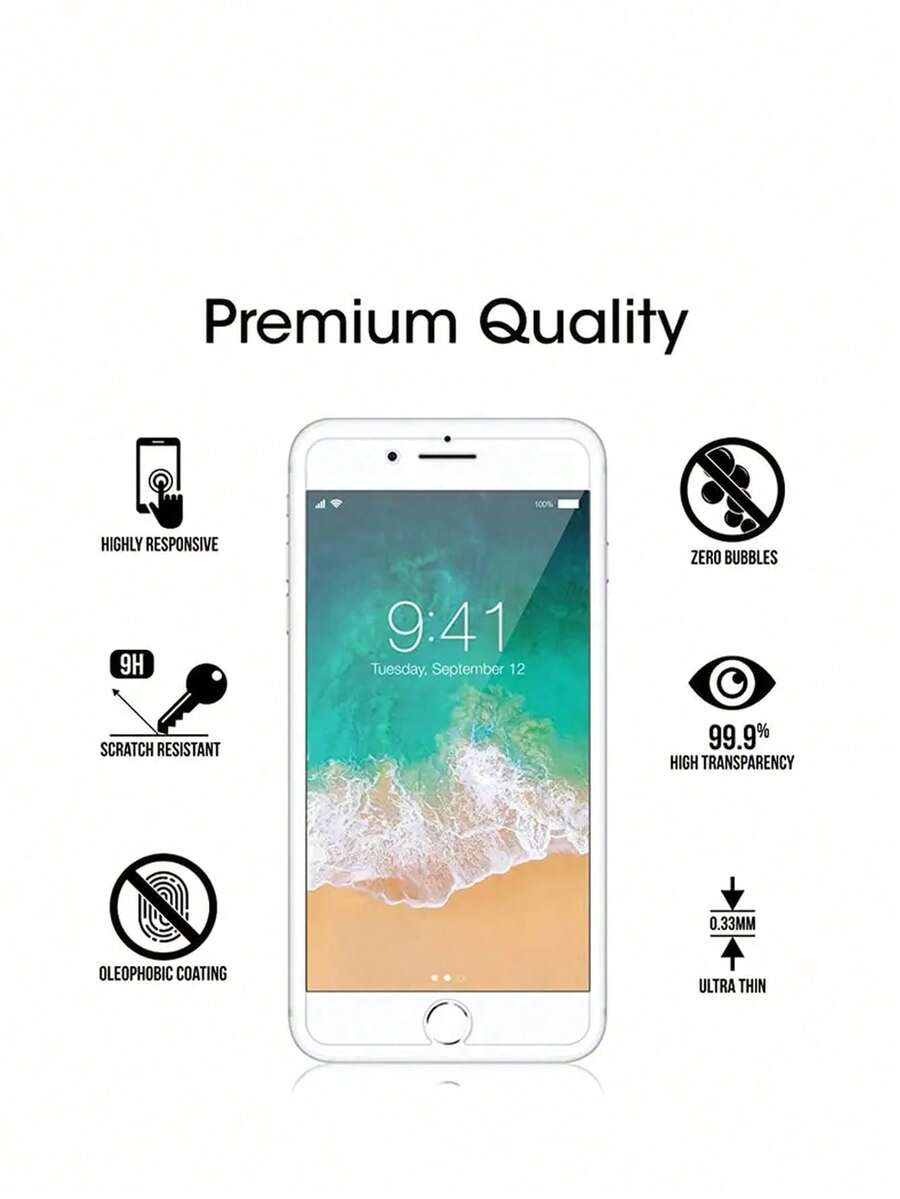 (3 Packs) Glass Screen Protector For Apple16/15/14/13/12/1/ 8, 7, 6S, 6 (4.7 Inch)Tempered Glass Screen Protector - Clear - View 1