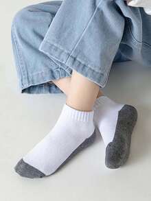 5 Pairs Kids Solid Color Mesh Short Socks, Boys & Girls School Socks, Contrast Color Children Socks - Pink - View 5