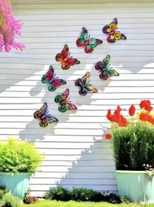 8pcs Metal Butterfly Wall Art Decor, Suitable For Garden, Fence, Wall, Yard, Balcony Hanging Decoration, Valentine's Day, Wedding Party, Outdoor Wall Decor