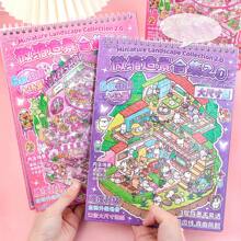 Set da 12 fogli di adesivi per miniature, include adesivi 3D per casette in miniatura fai-da-te, adesivi per animali domestici, 6 fogli di biglietti con scene, e 2 fogli di immagini di riferimento, ideale per scrapbooking, forniture scolastiche, back to school