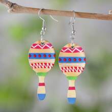 Vintage, süße, bunte Esel-Anhänger-Ohrringe für Frauen, doppelseitiger Holz-Mexiko Cinco de Mayo Party Schmuck Geschenk