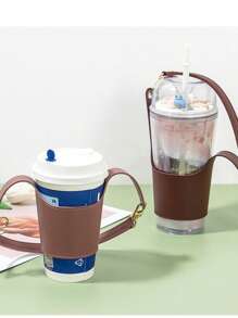 PU Leather Sleeve, Cup Tote Holder, Portable Milk Tea Cup Insulation Sleeve