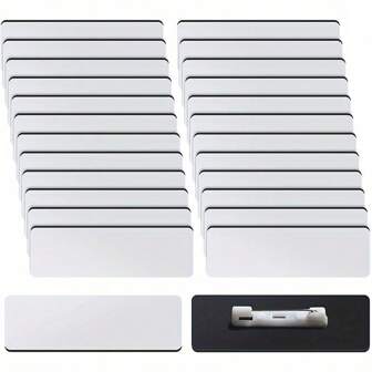 16 件升华姓名标签 - DIY 空白身份证徽章，带圆角和针孔，适用于学校和办公室