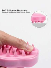 1pc Cute Candy Color Soft Silicone Shampoo Massage Brush, Scalp Massager Shower Hair Brush, Head Massage Device For Stress Relief, Hair Growth Stimulation, Dandruff & Exfoliation, Dual Use For Wet Or Dry, Gentle On Scalp, Suitable For Men And Women, Hair Clips, Hair Accessories, Back To School Supplies Home Bathroom Decor Fall Decor
