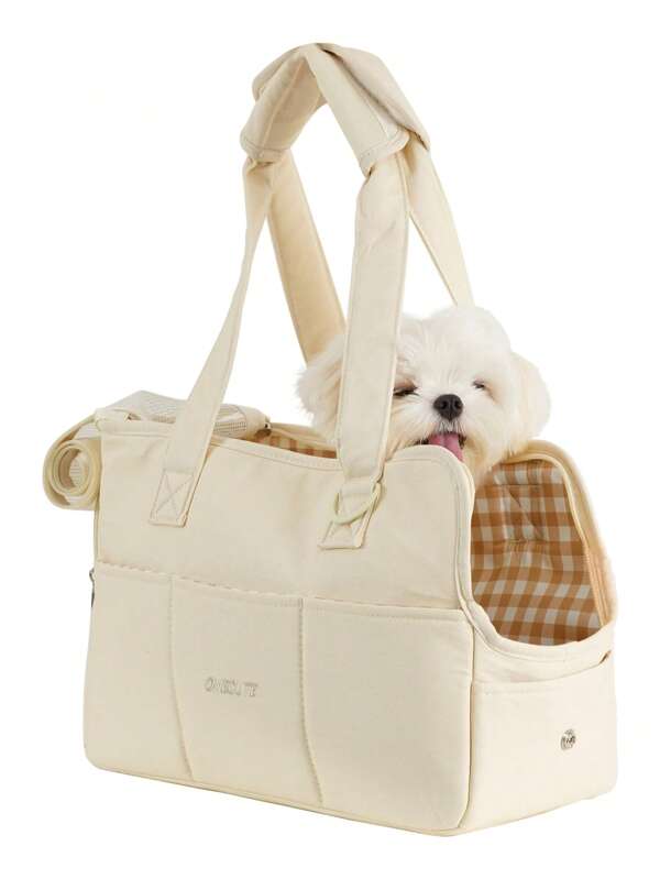 Beige Large Capacity Portable Pet Carrier Bag For Daily Use