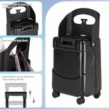 Advwin 20" Carry On Luggage With Seat, Hardside Lightweight Ride On Suitcase With 4 Spinner Wheels & TSA Lock For Travel, School - màu đen - Xem 5
