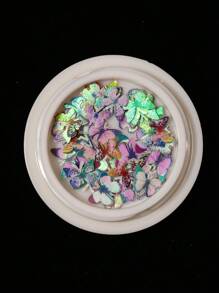 1 Caja Pegatinas de uñas con mariposas 3D Aurora, lentejuelas holográficas simuladas de mariposa de pulpa de madera, brillos de acrílico para decoración de uñas