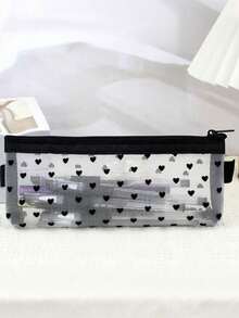 1PC Black Mesh Love Transparent Makeup Brush Lipstick Makeup Storage Bag - Multicolor - View 6