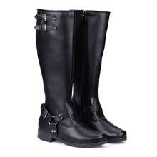 Domidona Women's Biker Boots High Shaft Tractor Heel With Elegant Details - 黑色 - 查看 6