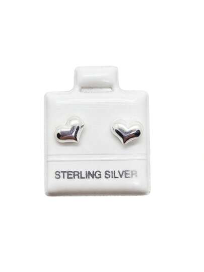  Par de aretes CORAZON BOMBON PLATA 925 LOVE ENAMORADOS AMOR PLATEADOS 100% SOLIDOS para bebes, niñas y adultos, con ROSCA por la parte de atrás, DIVERTIDOS, MODERNOS, CERTIFICADOS POR AMARIS JOYA