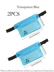 1pc/2pcs Waterproof Beach & Underwater Phone Bag, Waterproof Waist Pouch For Outdoor Travel, Waterproof Earphones Bag, PVC Material, Hook & Loop Closure, Triple Waterproof, Travel Storage Bag, Summer Waterproof Phone Pouch, Suitable For Diving, Swimming, Surfing