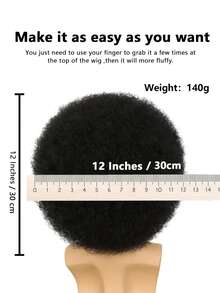 黑色非洲式假发，无胶可戴，70 年代蓬松卷发假发，适合派对和角色扮演服装，万圣节假发