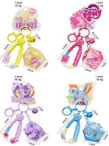 1 件我的小马驹（暮光闪闪、云宝破折号、萍琪派）动漫周边魔方钥匙扣吊坠，Ins 风格装饰，适合作为送给朋友、家人、同事的礼物，可用作背包、钥匙，全年适用