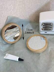 1 pezzo Specchio compatto da viaggio rotondo in legno personalizzabile con motivo floreale, specchio portatile e da mobile in legno - specchio per trucco circolare da tenere in mano, specchio da trucco in legno inciso