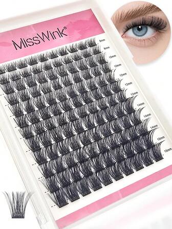 Miss Wink 120 Clusters Dense Curly Segmented Self-Lash False Eyelashes Individual DIY Imitation Mink Single Cluster Fluffy Natural Soft D 0.07mm 8-16mm Mixed Hand-Made Eyelash Extension For Cartoon Lashes Daily Makeup Lash Clusters, Eyelash Clusters, Individual Eyelashes, Lashes, Fake Lashes