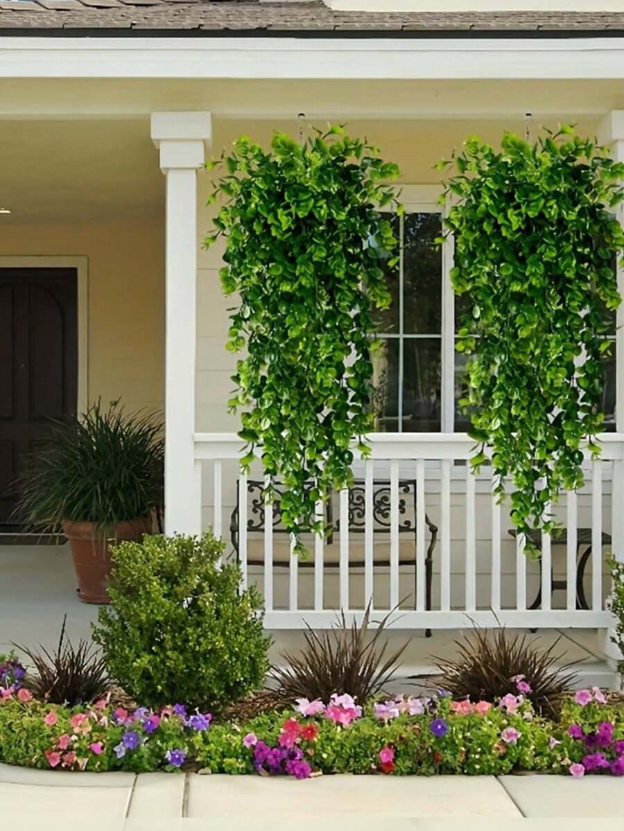 1/2/4pcs 29.92Inch Artificial Plant Eucalyptus Vine Wall Hanging, Home Background Wall Decoration To Block Ultraviolet Rays And Provide Sun Protection, Wedding Decoration, Garden, Window Sill, Courtyard, Room, Bedroom, Office Wall Decoration, Birthday Party, Mother's Day, Back To School Season Gift - Green - View 1