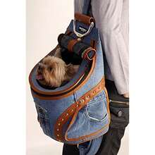 Doggy Dolly PC031 Denim Rucksack For Dogs With Net Window Blue And Brown - Blue,Brown - View 5