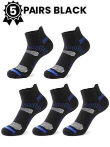 5 Pairs Soft, Comfy & Ankle Socks With Geometric Pattern & Side Stripes, Breathable, Moisture-Wicking, Suitable For All Seasons - Multicolor - View 8
