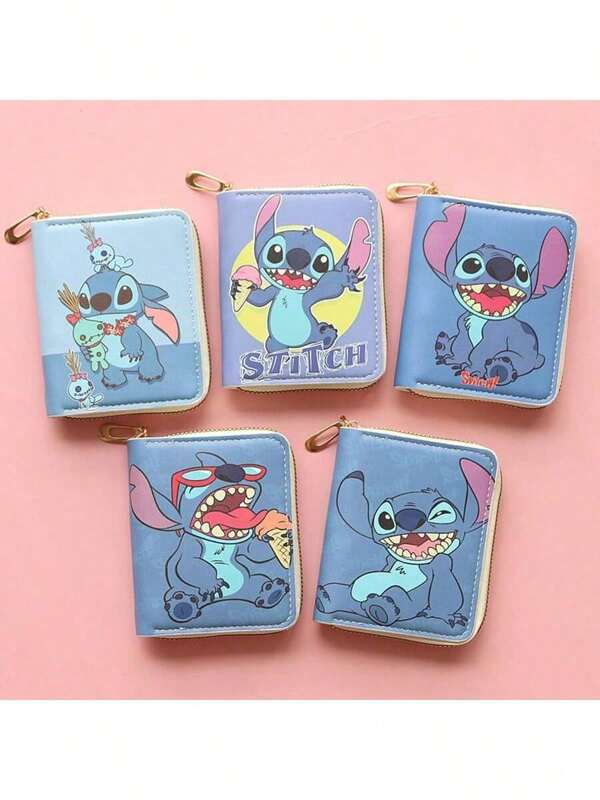 Disney Niedliche Steppstich Geldbörse für Frauen, modische Cartoon-Figur, kleine Geldbörse, kurze Damenbörsen, Ledergeldbörsen, Geldbeutel, Geldtasche, Mini-Geldbörse, Brieftasche, Münzgeldbörse