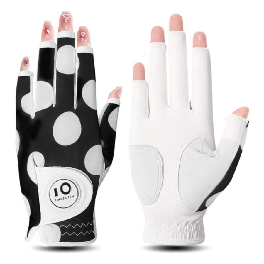FINGER TEN Guante de golf para mujer con marcador de bola, para mano izquierda o derecha, empaque impreso. Guantes de golf para mujer, agarre en todo tipo de clima, transpirables y suaves, tallas pequeña, mediana, grande y extra grande