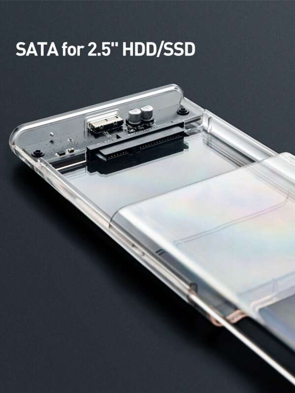 UnionSine Transparentes 2,5 Zoll SATA III HDD/SSD Gehäuse - USB 3.0 externe Festplattenhülle, Stecker & Spielen für Wiederbelebung alter Laufwerke, werkzeugfreie Installation, tragbar für Laptop/Desktop